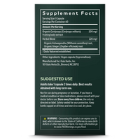 Gaia Herbs Adaptogen Performance Mushrooms & Herbs Supplement Facts & Suggested Use || 60 ct