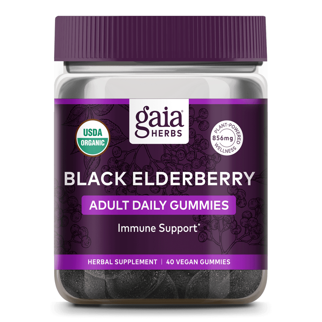 Gaia Herbs Black Elderberry Adult Daily Gummies for Immune Support || 40 ct
